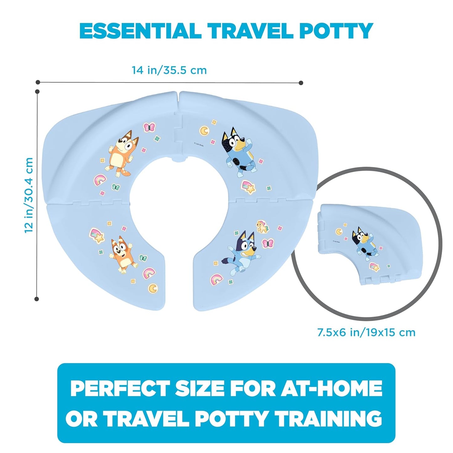 Bluey 5 Piece Potty Go Kit Training System Includes Soft and Travel Potties, Stickers, Hook, and Storage Bag
