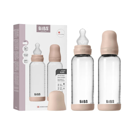 BIBS Glass Baby Bottles 2-Pack, 4 Oz. Anti-Colic System for Gas Reduction. Vented Round Silicone Nipple. Supports Infant and Newborn Breastfeeding - 120 ml (Pack of 2), Sage