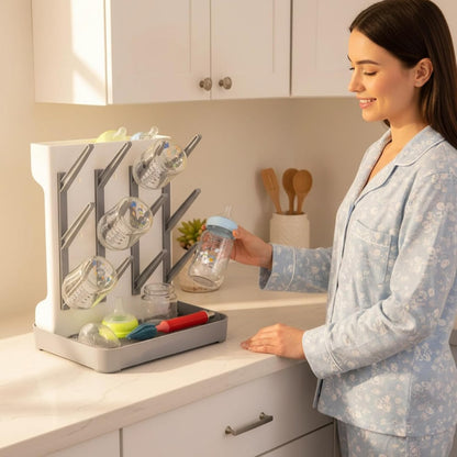 Baby Bottle Drying Rack for Countertop – Space-Saving Baby Bottle Holder for Drying Bottles, Nipples, Pump Parts & Accessories Ideal for Breastfeeding & Newborn Essentials Storage