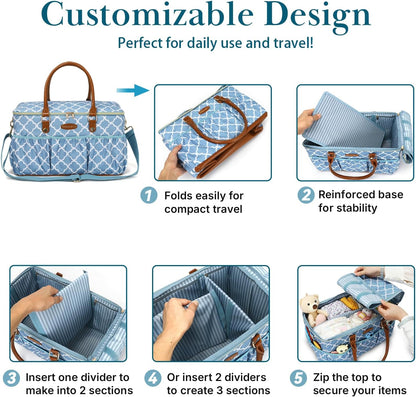 DOKUS & CO Luxe Diaper Caddy Organizer, Extra Large Collapsible Nursery Storage Tote for Baby Essentials & Travel