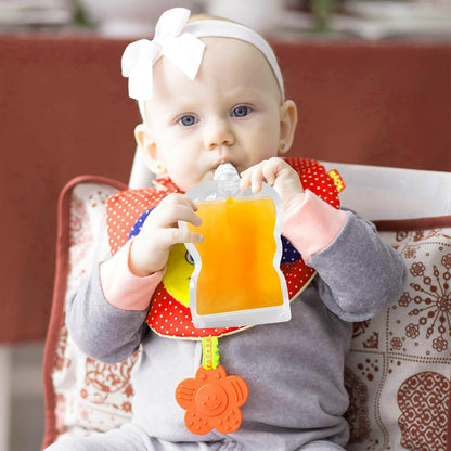 Newmemo 6PCS Reusable Baby Food Pouches Filler Kit Baby Food Pouch Maker for Applesauce Yogurt Smoothie Refillable Fruit Puree Pouch Filling Station Portable Juice Puree Squeezer Storage Bags for Todd