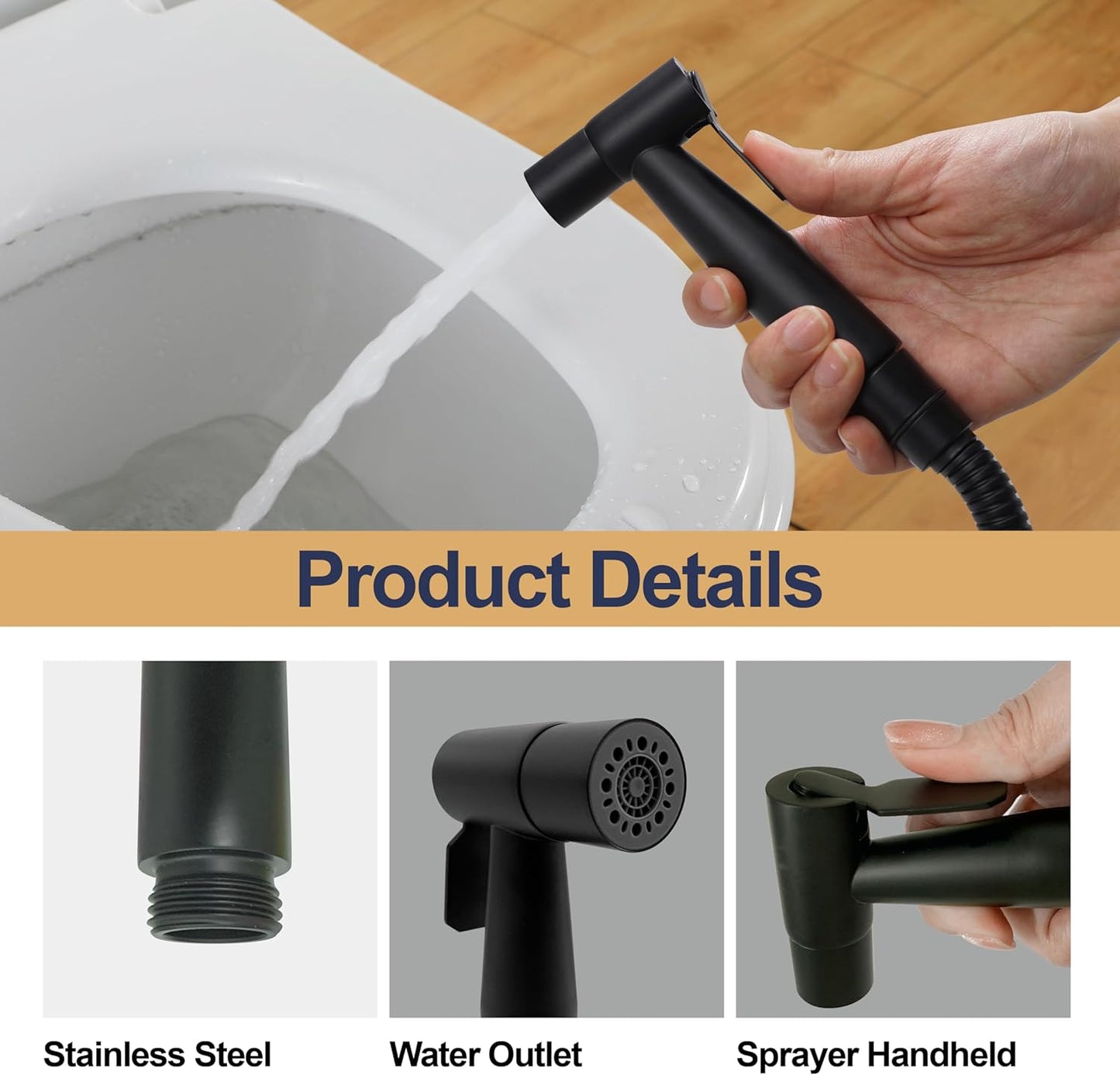 Brushed Nickel Bidet Sprayer Head, Stainless Steel Handheld Shattaf Jet Spray Attachment for Toilet, Baby Cloth Diaper Sprayer with Adjustable Water Pressure Control, 1 Pack