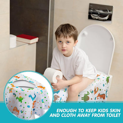 50 Packs Disposable Toilet Seat Covers Extra Large Individually Wrapped for Kids and Adults, Portable Non Slip Waterproof Potty Seat Covers for Toddlers Potty Training, Travel (Rainbow)
