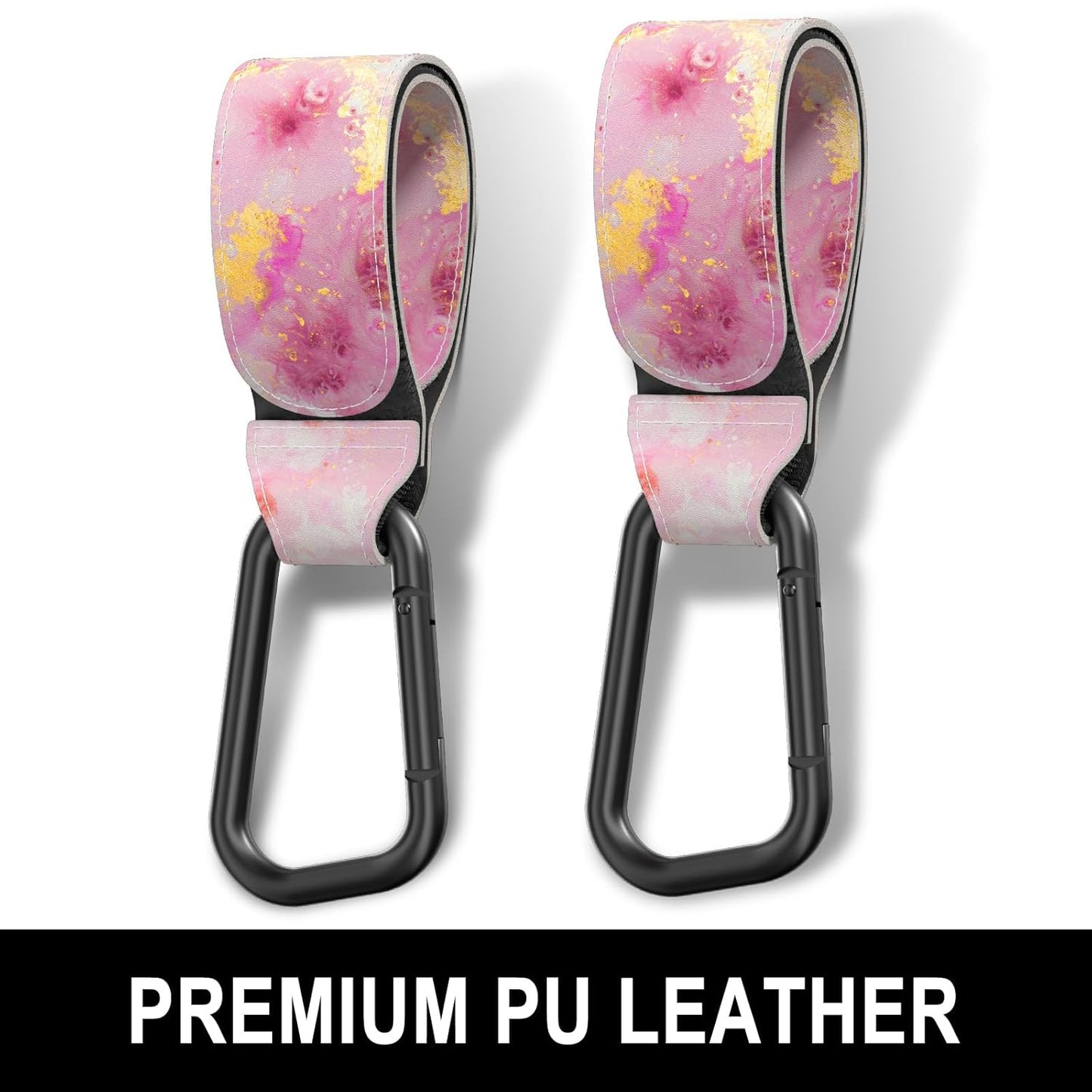Baby Stroller Hooks for Hanging Bags, Universal Stroller Clips Accessories, Mommy Hook for Diaper Bag, Shopping Cart, Purse, Backpack - 2 Pack, Abstract Leaf