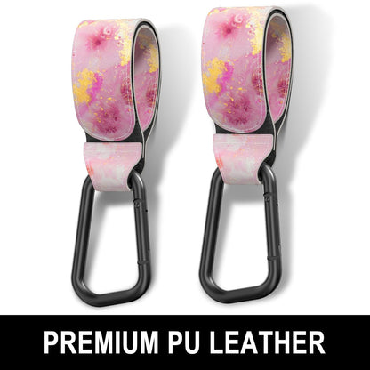 Baby Stroller Hooks for Hanging Bags, Universal Stroller Clips Accessories, Mommy Hook for Diaper Bag, Shopping Cart, Purse, Backpack - 2 Pack, Abstract Leaf
