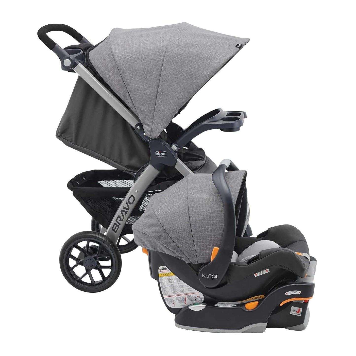 Chicco Bravo LE ClearTex Full-Size Stroller for Babies and Toddlers, UPF-Rated Canopy, GREENGUARD Gold Certified, Lightweight, One-Hand Compact Fold, Pewter/Grey