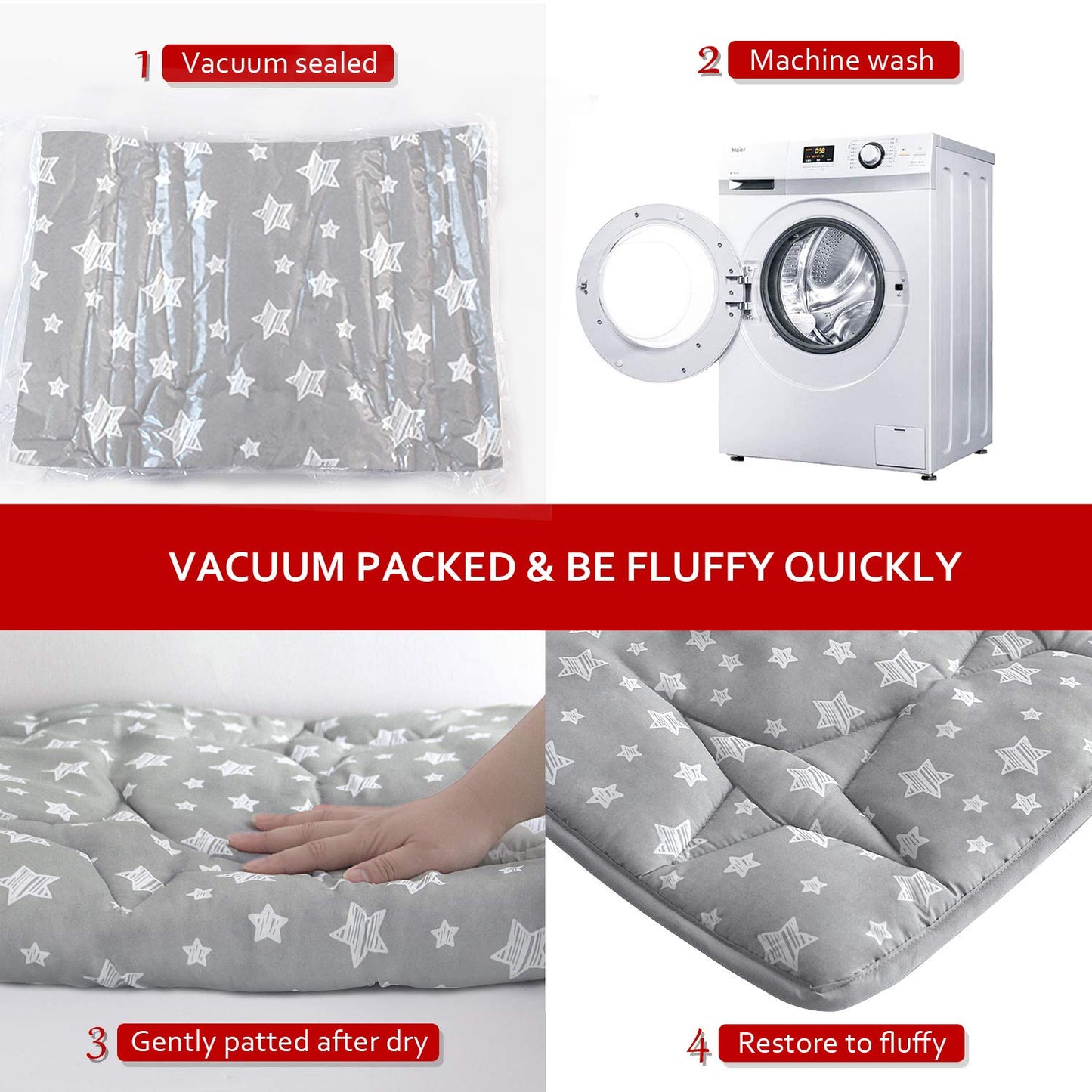 Octagon Playpen Mat Grey, Non Slip 8 Panel Playpen Mattress Mat Fits Regalo Extra Large Play Yard and hiccapop XL 69" Baby Playpen, Grey Star Octagon Playard Pad
