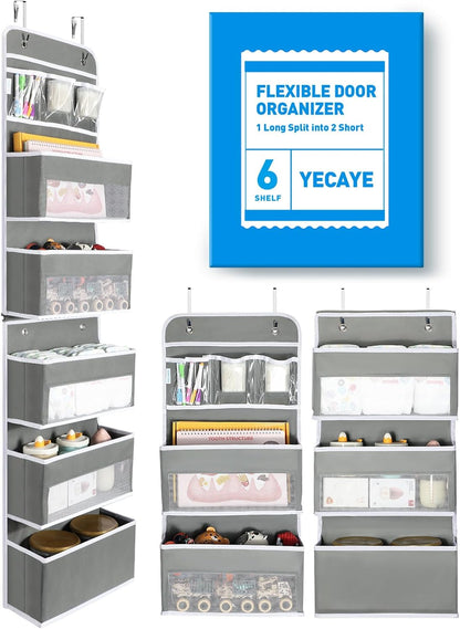 Yecaye 1 Pack Over the Door Organizer, 35.2lbs Load Toy Stuffed Animal Storage, Swing-proof Hanging Bathroom Organizers and Storage for Nursery Newborn Baby Essential Stuff Dorm Room Essentials