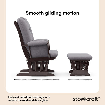 Storkcraft Tuscany Glider with Ottoman (Black/Gray) — GREENGUARD Gold Certified, Bonus Lumbar Cushion Included, Solid Wood Base, Smooth Motion, Award-Winning Nursery Rocking Chair, Glider and Ottoman