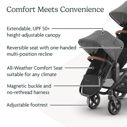UPPAbaby RumbleSeat V3 Second Lower Seat - Compatible with Vista V2 and Vista V3 - All-Weather Seat + Magnetic Buckle – Adapters Included -Owen (Mocha Mélange)