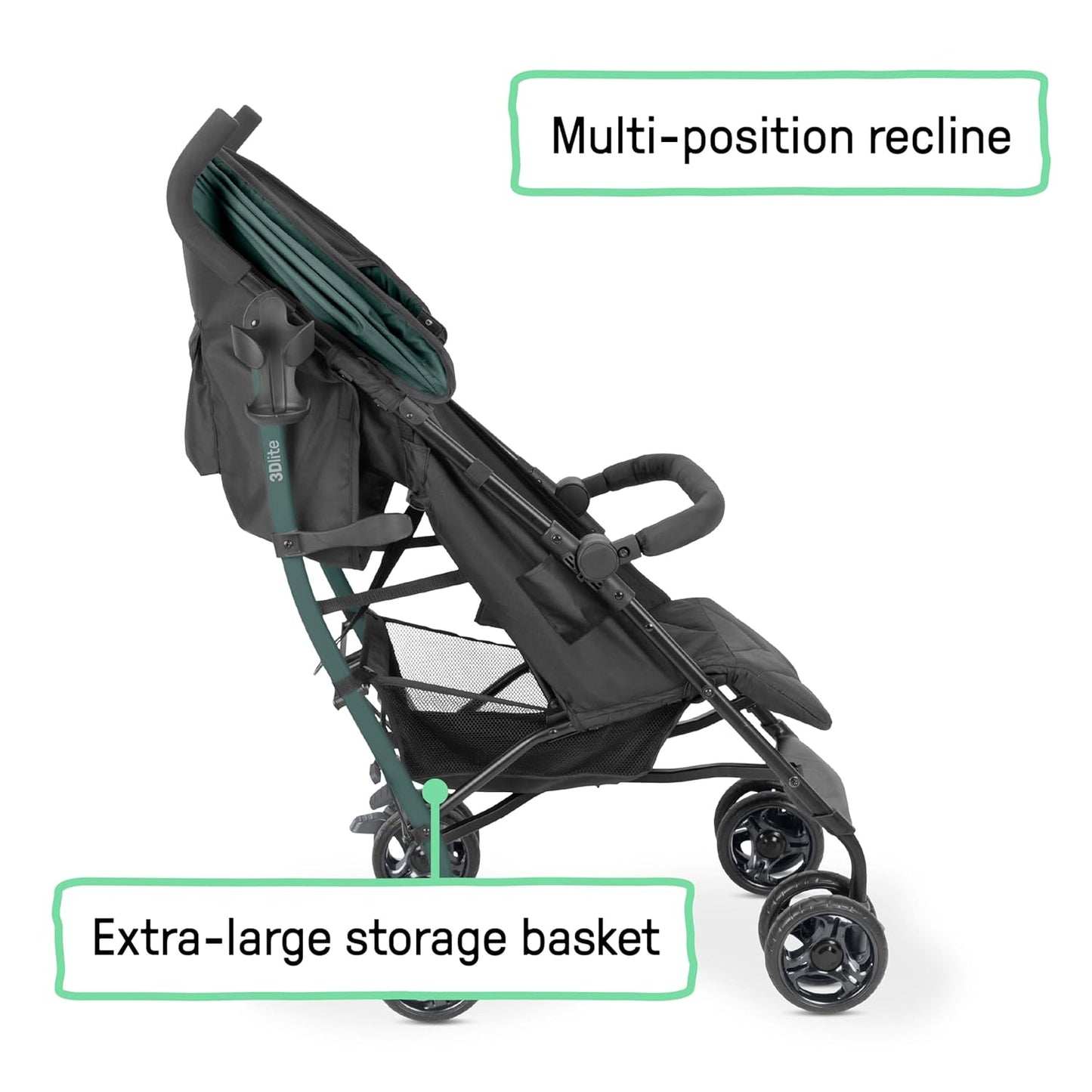Ingenuity 3Dlite Convenience Stroller, Gray – Lightweight Stroller with Aluminum Frame, Large Seat Area, 4 Position Recline, Extra Large Storage Basket – Infant Stroller for Travel and More