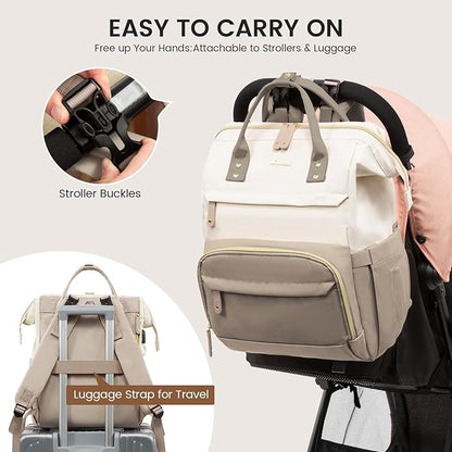 LOVEVOOK Diaper Bag Backpack, Baby Bag with Changing Station, Large Diaper Backpack for Moms Dads, Waterproof Leather Accents Baby Boy and Girl Bag for Travel Baby Essentials