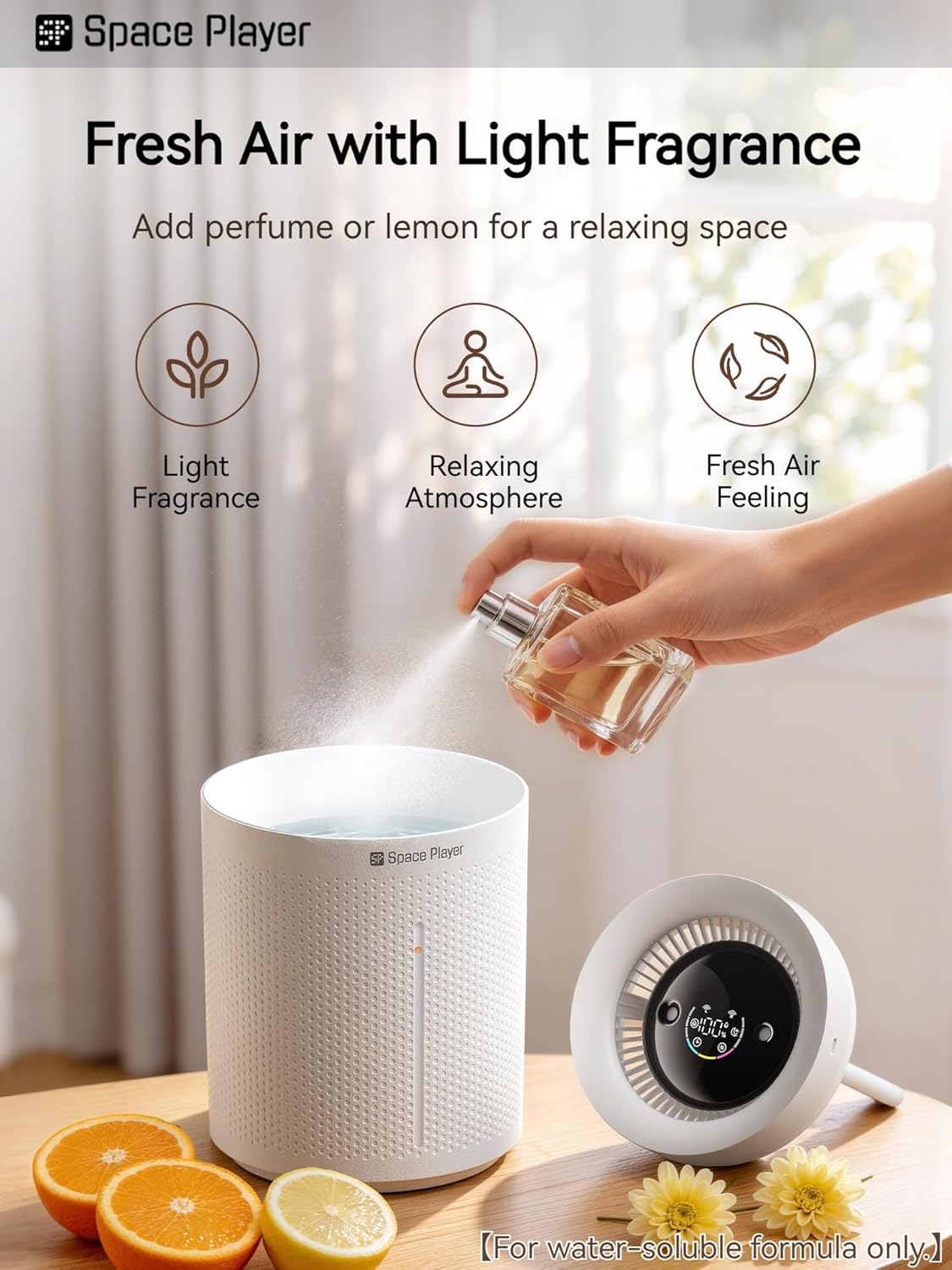 SP SpacePlayer Cool Mist Humidifier for Bedroom, 3L Top Fill Ultrasonic, 4000mAh Cordless Portable Humidifier, Quiet 23dB, Auto Shut-Off, Timer, Easy Clean, for Baby Nursery, Plants, Home Office