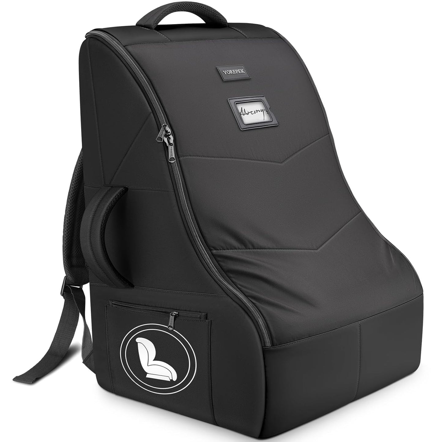 YOREPEK Car Seat Travel Bag for Airplane, Heavy Duty Car Seat Bags for Air Travel, Large Car Seat Carrier for Airport with Padded Shoulder Strap, Sturdy Travel Carseat Cover for Airplane, Black