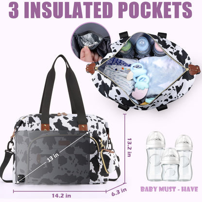 Tuwubi Diaper Bag Tote,Baby Diaper Bag with Pacifier Case Large Travel Diaper Tote Caddy for Mom and Dad Multifunction Large Baby Bag - M-Pink
