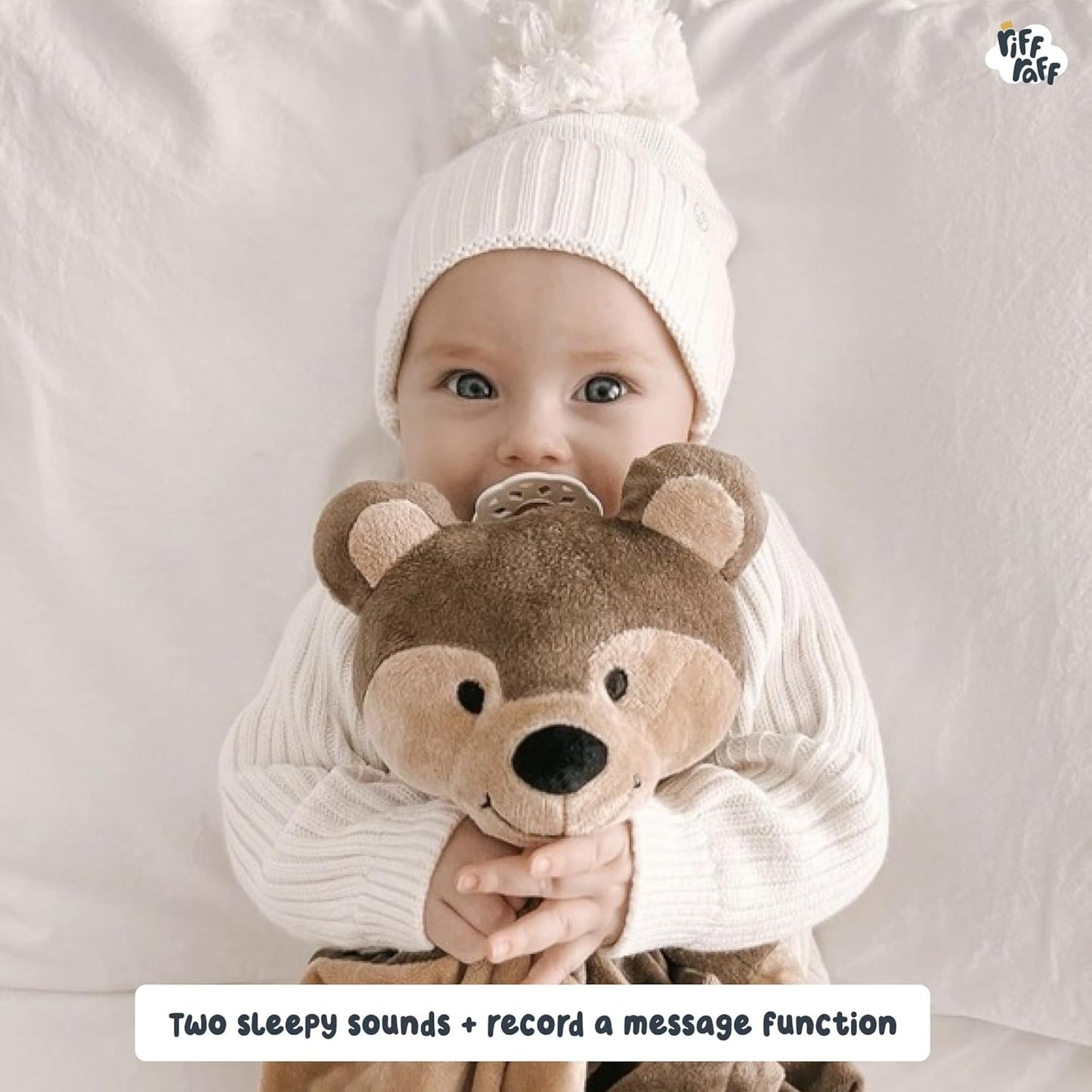 Riff Raff Baby Sleep Toy Soother - Musical Plush Fox with White Noise & Lullaby - Lovey Security Blanket for Newborns & Infants