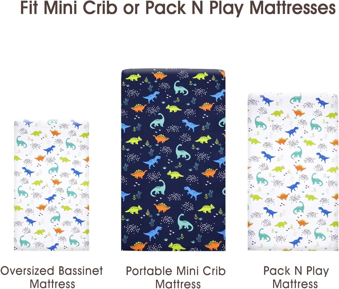 PHF 3 Pack Soft Mini Crib Sheets, Floral & Animal Pack N Play Sheets for Baby Boys Girls, No Slip Universal Fit for Pack N Play, Playard, Portable and Mini Crib Mattresses,Floral & Animal