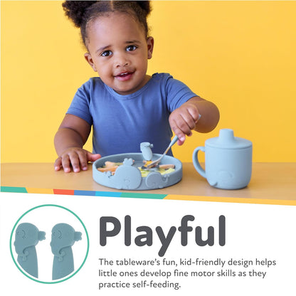 Nuby Animal Friend Silicone Round Bowl - Toddler Bowl - 6+ Months - Pink Whale Bowl