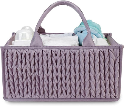 MOMIGO Baby Diaper Caddy Organizer - Fahion Mahua Water-resistent Nursery Storage Basket for Diapers and Baby Wipes, Diaper Stacker Car Organizer, newborn nursery Gift (Green)