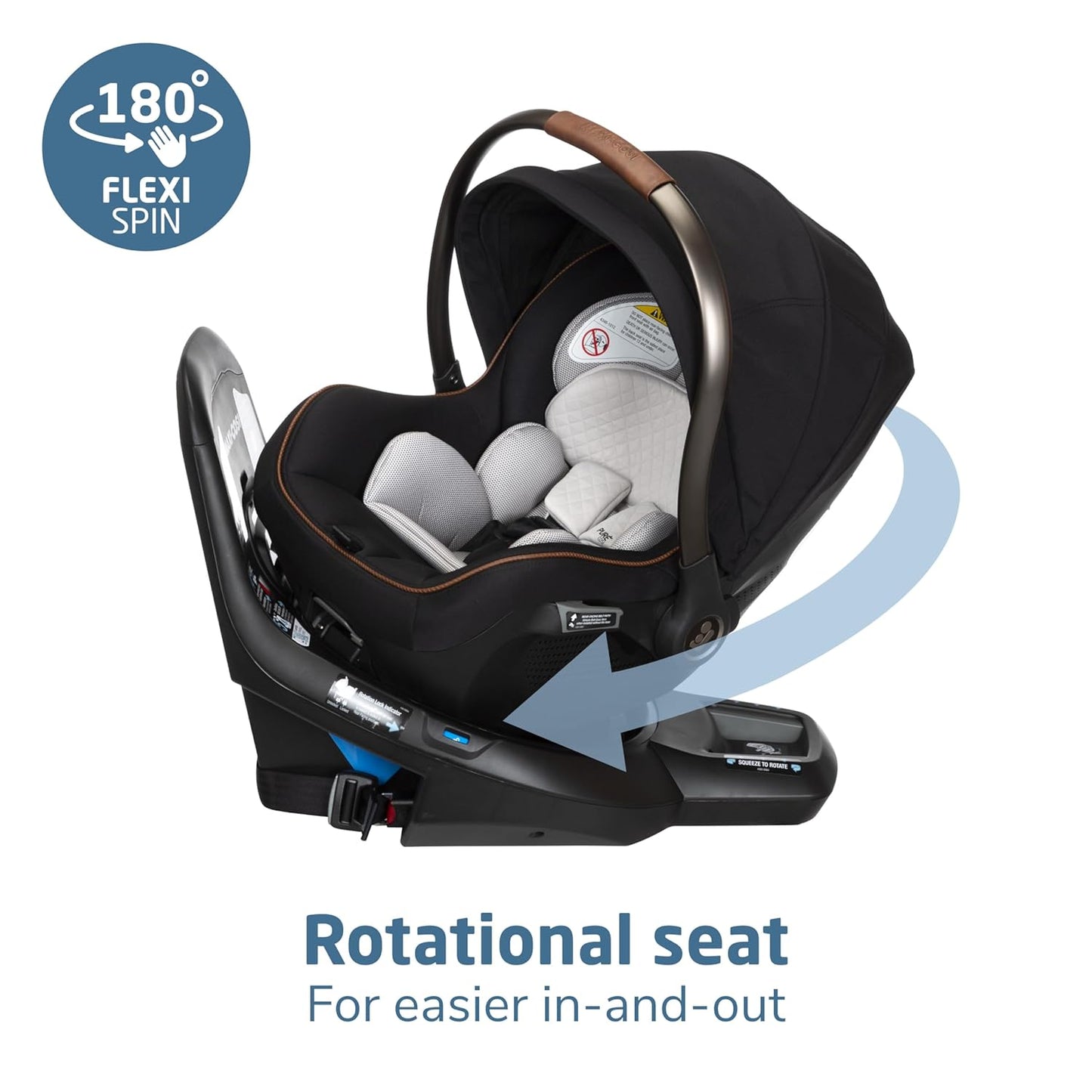 Maxi-Cosi Peri 180 Rotating Infant Car Seat, Baby Car Seat Rotating Carseat, Swivel Car Seat, Onyx Wonder