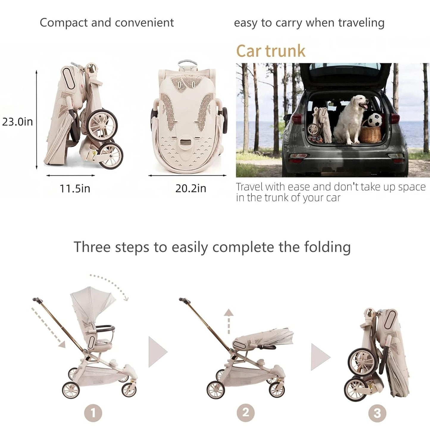 Lightweight Folding Stroller Wagon for Baby & Toddler Travel, 360° Reversible Seat, Adjustable Canopy with Storage Basket, Airplane-Friendly Compact Umbrella Stroller,Glory Black