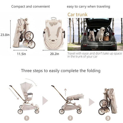 Lightweight Folding Stroller Wagon for Baby & Toddler Travel, 360° Reversible Seat, Adjustable Canopy with Storage Basket, Airplane-Friendly Compact Umbrella Stroller,Glory Black