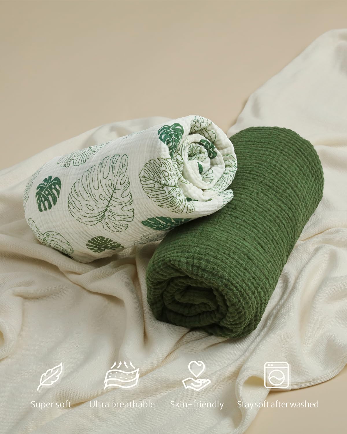 Blissful Diary Muslin Bassinet Sheets for Baby Girls Boys, Boho Soft Cotton Fitted for Oval Hourglass Rectangle Mattress, 2 Pack(Sunshine&Brown)