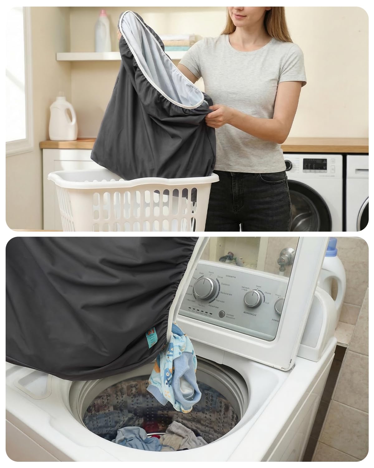 ALVABABY Reusable Diaper Pail Liner for Cloth Diaper,Rubbish Bag,Laundry,Kitchen Garbage Cans (Black Grey, Small Size：5 Gallon) LLS-B2629