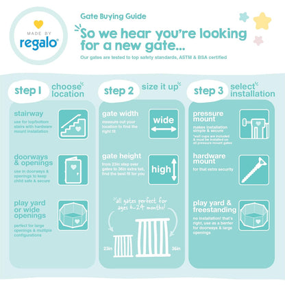 Regalo Safety 192" Super Wide Baby Gate & Play Yard, 2-in-1 Adjustable Playpen for Babies, Toddlers & Pets, Includes Wall Mount Kit, Plastic, Gray