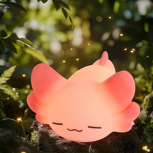 LOVERUIS Axolotl Gifts Baby Girl Colorful Squishy Night Light for Kids with Timer Cute Decorations for Bedroom Lamp Night Lights