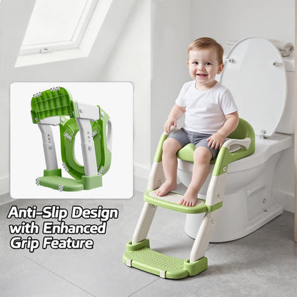 Snugzy Toddler Potty Training Seat 3-in-1 Foldable Potty Training Toilet with Step Stool Adjustable Potty Chair with Urinals (Grey)
