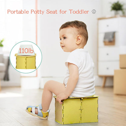 Portable Potty Seat for Toddler Foldable Travel Potty Training Toilet Seat with Cleaning Bags Reusable for Outdoor Camping, Travel, Kids Toddler Travel Potty Seat (Green)
