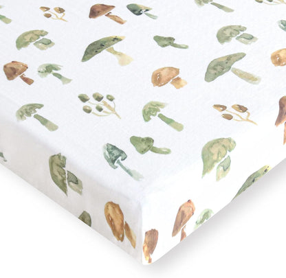LifeTree Crib Sheets for Baby Unisex - Muslin Fitted Crib Sheets Toddler Bed Sheet, 70% Viscose from Bamboo and 30% Cotton, Fits Mini Crib & Pack and Play Playard, Bear, 26in x 38in
