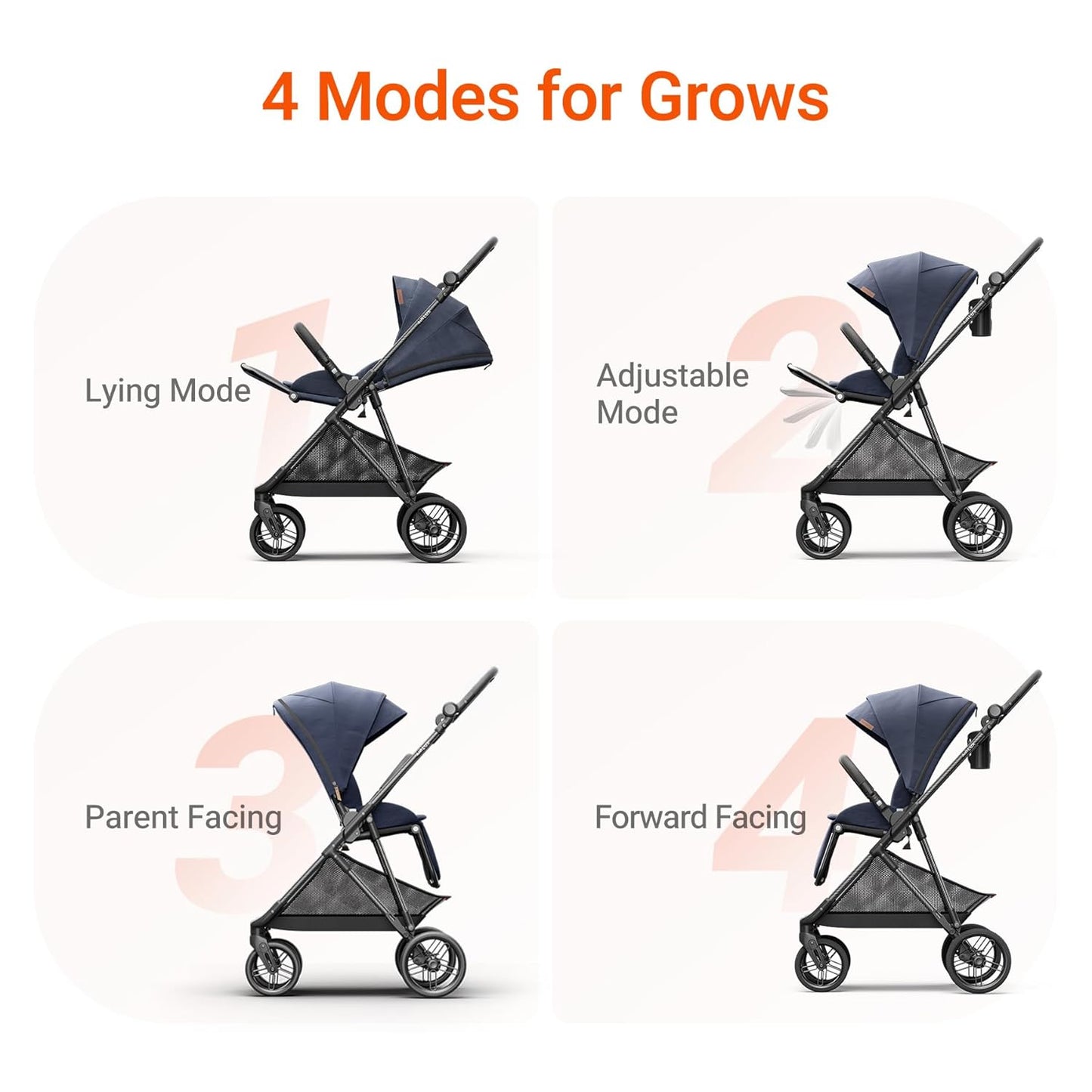 MAMAZING Air Lux Baby Stroller, Carbon Fiber Frame Only 15.8lbs, Compact Fold Toddler Stroller with Reversible Seat with Infant Insert, Included UPF 50+ Canopy, Large Storage Basket & Car Seat Adapter