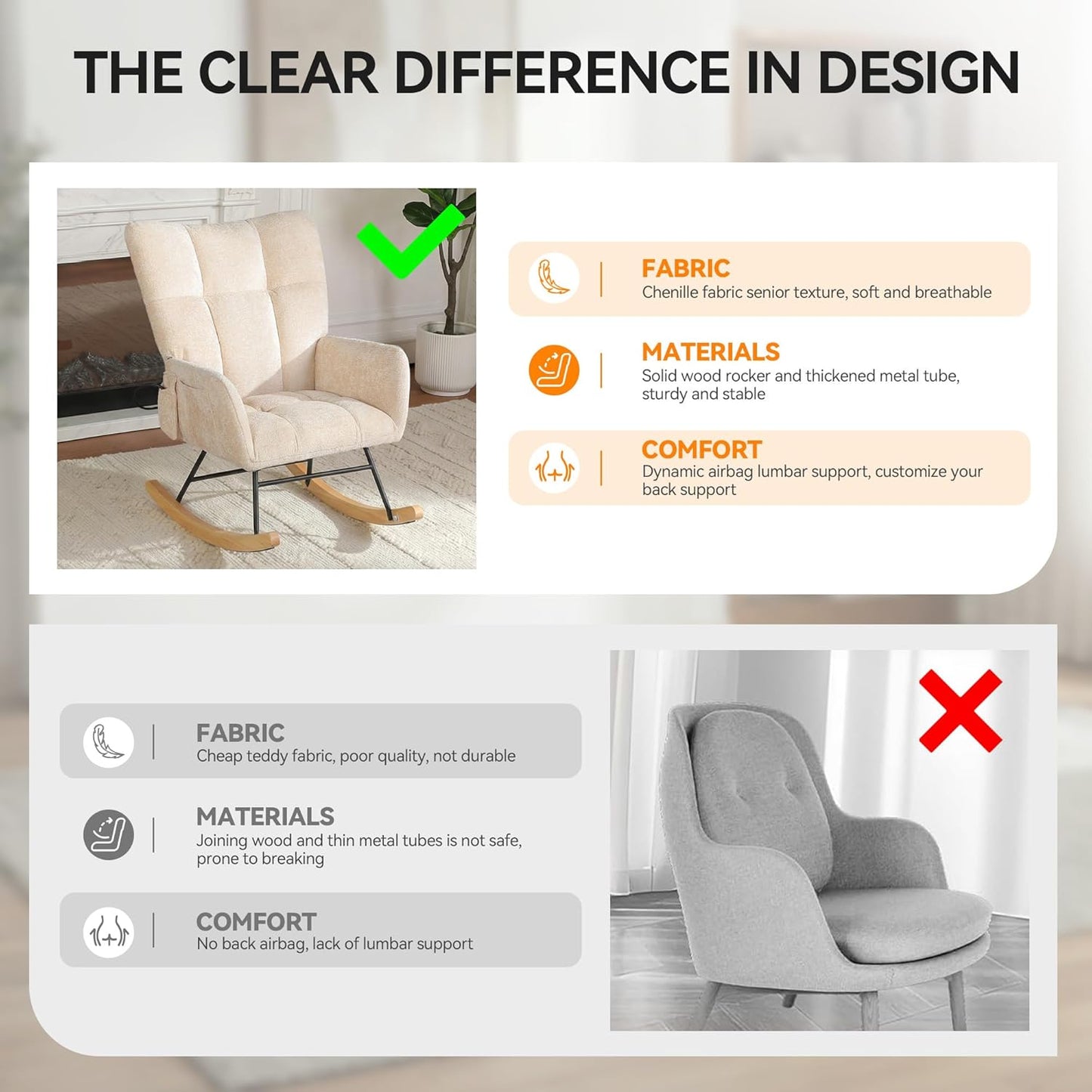 Nursery Rocking Chair Teddy Upholstered Glider Rocker Rocker Accent Chair with High Backrest Armchair Comfy Side Pocket Modern Rocking Accent Chairs for Living Room, Nursery, Office-Green