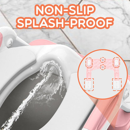 Potty Training Seat, SKYROKU Upgrade Toddler Toilet Seat for Kids Boys Girls, 2 in 1 Potty Training Toilet, Splash Guard Anti-Slip Pad Step Stool,New Sector-Shape Stabilized Base (8899+Grey)