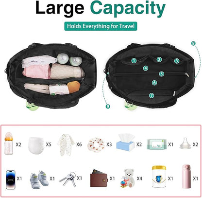 KUBYA Diaper Bag Tote, Puffer Diaper Tote Bags for Women Lightweight Travel Work Hospital Baby Bag Crossbody Mommy Bag
