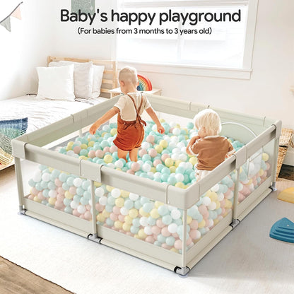Fodoss Baby Playpen 50×50in, Small Play Pen for Babies and Toddlers, Playpen for Apartment, Play Yard, Activity Fence, Baby Playard with All-Side Mesh, Pull Rings
