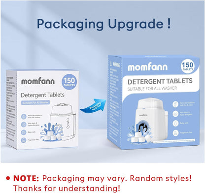 MOMFANN Professional Deep Cleaning Detergent Tablets for All Baby Bottle Washers, Washer Tablets for Bottle Washer and Sterilizer and Dryer, Easy to Use (150Pcs)