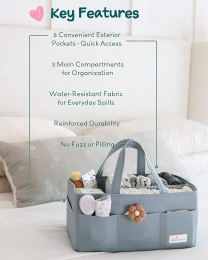 Lily Miles Baby Diaper Caddy Organizer - Large Tote Bag for Newborn essentials Boy or Girl - Baby Shower Basket - Nursery Must Haves - Registry Favorites - Newborn Caddie Car Organizer