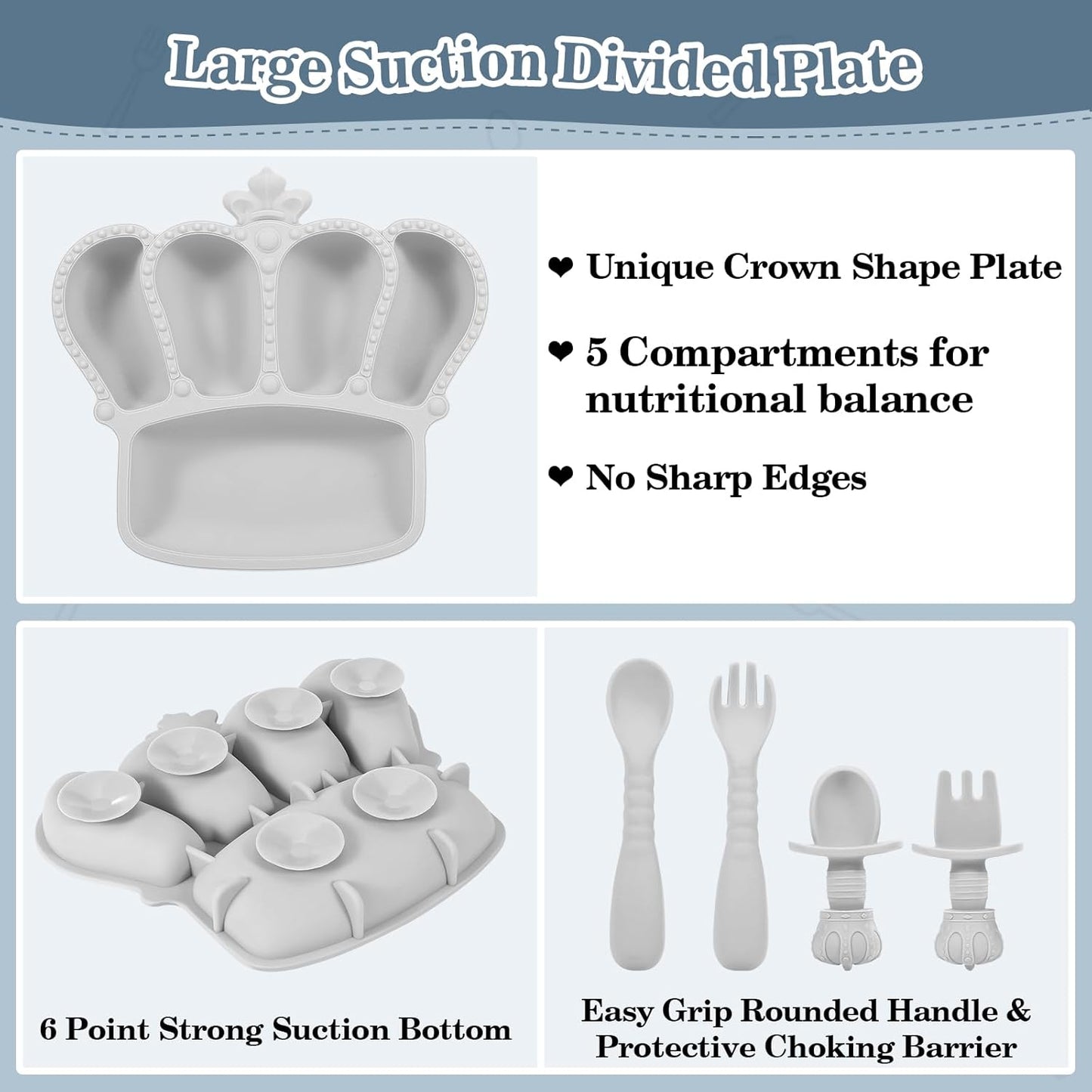 Silicone Baby Feeding Set 10 Pcs Baby Led Weaning Supplies Suction Bowl Divided Plate Baby Bibs Fruit Feeder Baby Spoons Forks Sippy Cup Toddler Utensil Sets Baby Essentials for Newborn Gift
