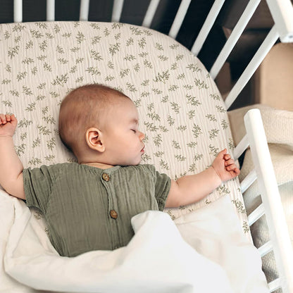 lulumoon Baby Bassinet Sheets Muslin: Cotton Bedside Bassinet Sheets Leaf for Boys - Fitted for Bedside Sleeper Mattress