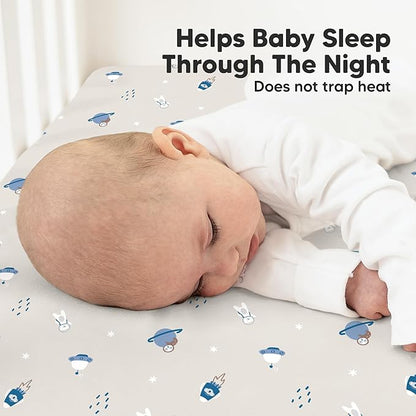 KeaBabies 2-Pack Organic Crib Sheets for Boys, Girls - 52x28 Fitted Crib Mattress Sheet Neutral, Breathable Jersey Cotton Cover for Baby Bed, Toddler Mattress, Soft & Cute Prints (Cosmo)