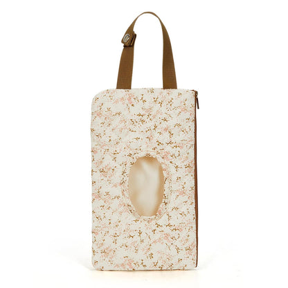Quilted Baby Wipe Holder Quilted Wipe Pouch Portable Hanging Floral Wet Wipes Bag for Car, Stroller