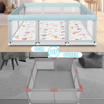 Fshibila 74" ×50" Large Baby Playpen, Baby Playard for Babies and Toddlers, Baby Fence Play Pens for Indoor & Outdoor, Sturdy Safety Play Yard with Soft Breathable Mesh, Anti-Fall, Grey