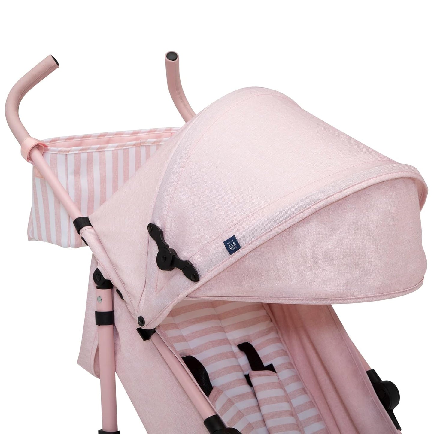 babyGap Classic Stroller - Lightweight Stroller with Recline, Compact Fold & Removable Parent Organizer - Made with Sustainable Materials, Grey Stripes