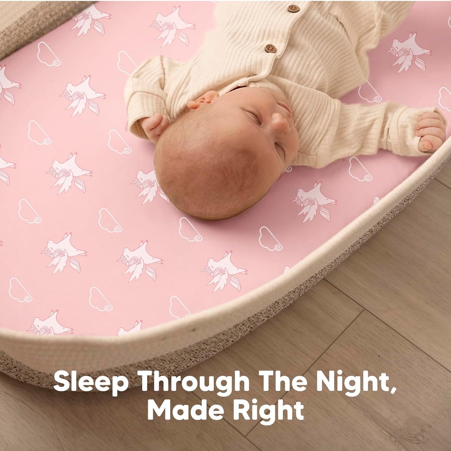 2-Pack Baby Bassinet Sheets Girl, Boy - 33x17 Viscose Derived from Bamboo Bedside Mattress Fitted Bassinet Sheets, Compatible with Halo Bassinest Swivel Sleeper, Baby Delight, Graco (Pecan)