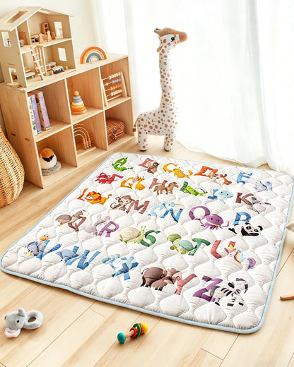 Baby Play Mat, 50x50 Playpen Mat with Super Soft Touch, Activity Mats with Upgraded Anti-Slip Bottom, Machine Washable Crawling Mats for Floor & Picnic (Animal Alphabets)
