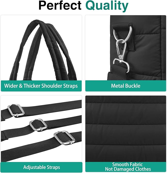 KUBYA Diaper Bag Tote, Puffer Diaper Tote Bags for Women Lightweight Travel Work Hospital Baby Bag Crossbody Mommy Bag