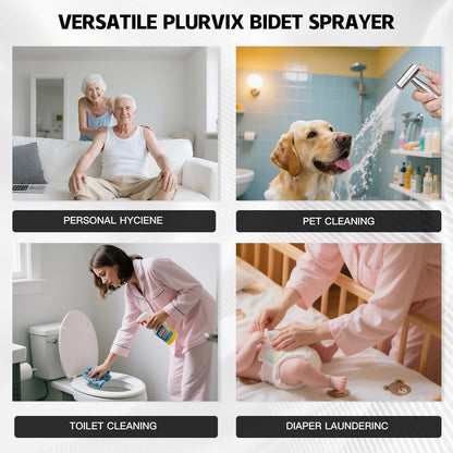 Handheld Toilet Bidet Sprayer — Adjustable Water Pressure, with Hose, Feminine & Pet Wash Kit, Bathroom Hygiene Attachment for Cloth Diaper Cleaning (Quick Install, Stainless Steel)